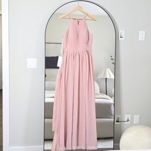 NWT Lavetir Dusty Rose Halter Neck A-Line Chiffon Bridesmaid Dress, Size 6